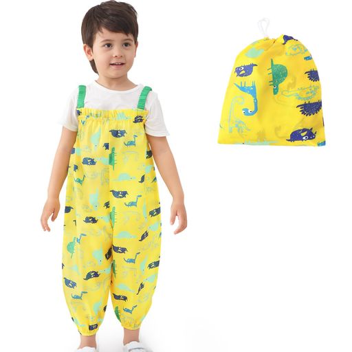 [LitchiiGuusii]プレイウェアお砂場着調節可能遊び着ベビーキッズ80cm-110cm対応恐竜柄オーバーオール..