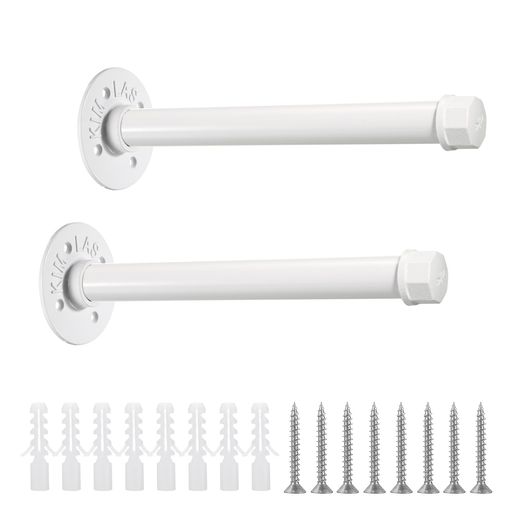 Sumnaconパイプ型ウォールハンガー壁掛け衣類ハンガータオル掛け壁ネジ焼付け塗装錆びにくいアンティーク調寝室浴室玄関ベランダ物干しホワイト25cm2個セット
