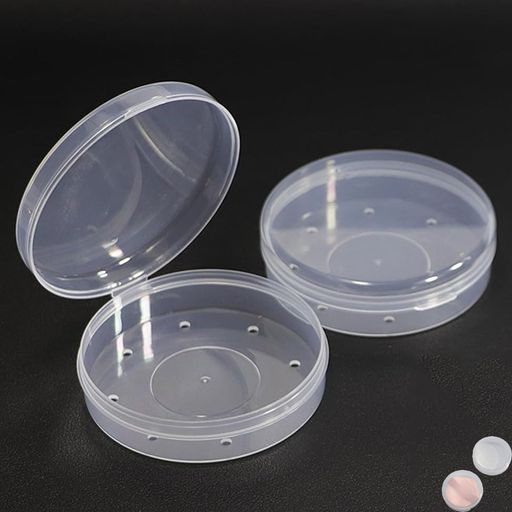 Mirhuaパフケース2ラウンドメイクアップパフ保護容器美容パウダーパフキャリングケース収納通気性透明..