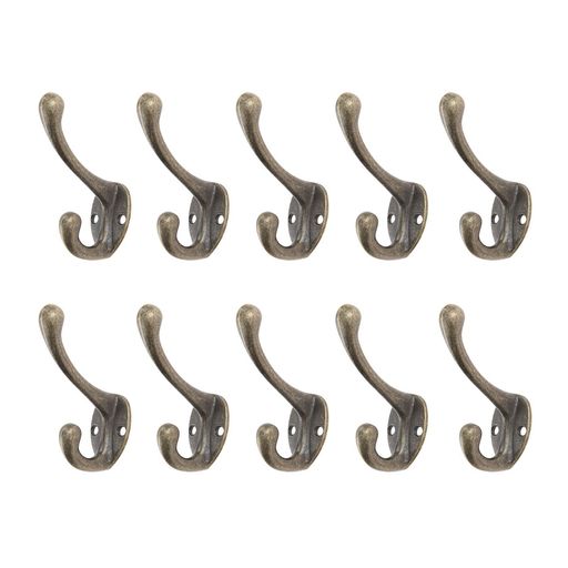 フック壁掛けアンティーク調フック10個セットコート帽子洋服掛けフック玄関浴室寝間キッチン用ウォールフック吊り下げ収納落下防止ネジ付き(グリーンブロンズ)
