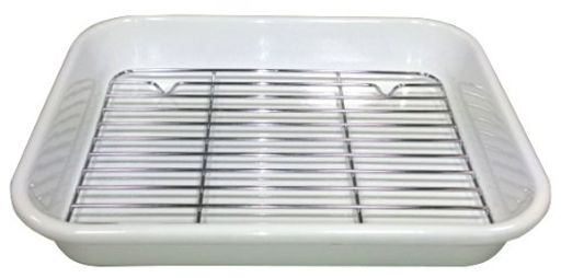 ハースデザインズ『キッチンバット』ホーローバットホワイト油きり網1枚付