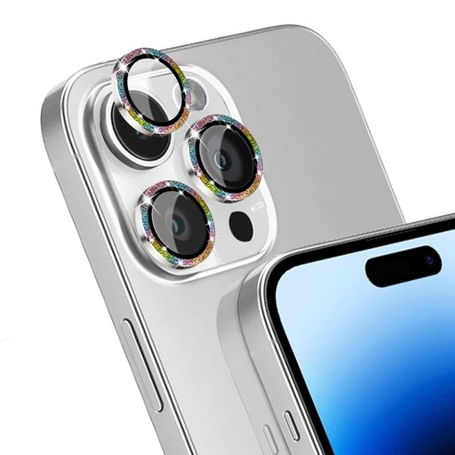 AiMaooレンズカバーiPhone14Pro/iPhone14ProMax対応カメラフィルムキラキラアルミニウム合金+強化ガラスレンズケース露出オーバー防止耐衝撃高透過率可愛いデコレーションレンズ保護フィルム