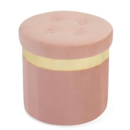 xuperbonu(ブラインドボックスの)ベルベット収納スツール折りたたみ式収納ボックスおしゃれ丸フットス..