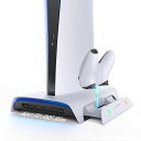 PS5用スタンドKIWIHOMEPS5用縦置きスタンド【磁気充電版】ps5周辺機器RGB効果コントローラー2台充電スタンド3USBポートps5用冷却ps5用冷却ファンps5用スタンド縦置き旧型PS5に対応