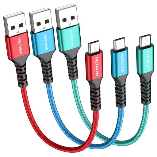 短いマイクロUSBケーブル0.3m、[3本、30cm]MicroUSBAndroid充電ケーブル耐久性のあるプレミアムナイロン編組高速充電コード、SamsungGalaxyS7S6S7EdgeS5、PS4、PowerBankなど。