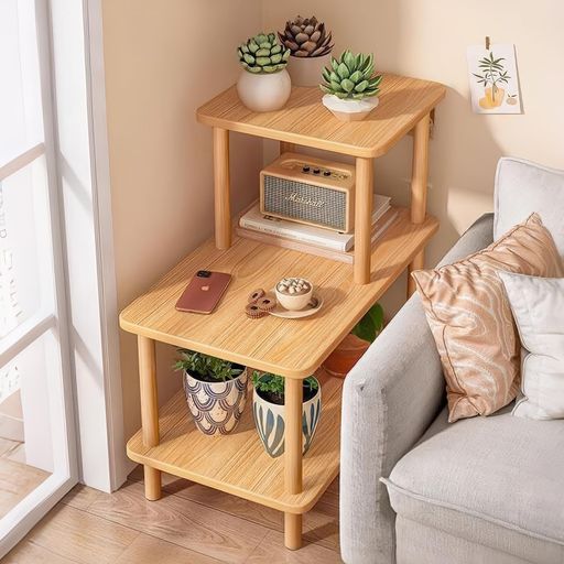 NAYIVサイドテーブル木製3段ソファテーブルナイトテーブルサイドボードスナックラック本棚ベッドサイド..