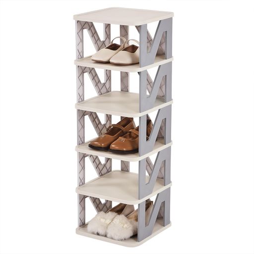 VECELOシューズラックスリッパラックN字構造6段幅27x奥き27x高83cm折り畳み式スリム靴収納靴ラック靴入..