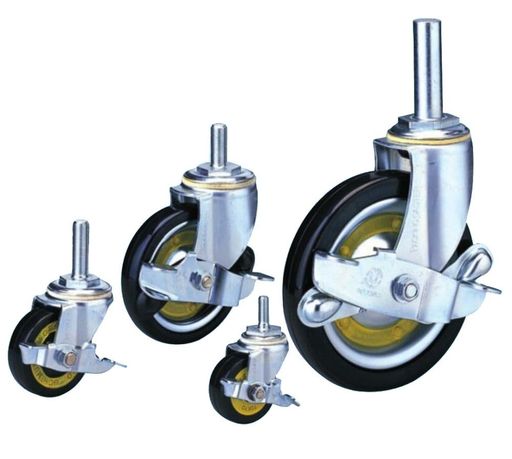 内村キャスター(UchimuraCaster)導電タイプボルト型導電車ストッパー付合成ゴム車輪303TES