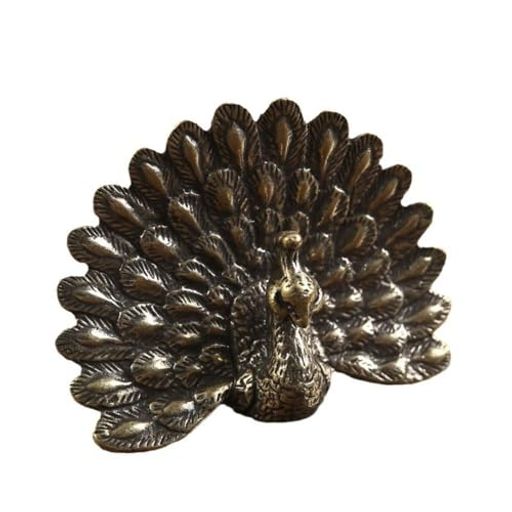 真鍮製装飾品、ソリッドレトロ孔雀オープンスクリーンオフィス卓上小型銅製品、純銅工芸品、真鍮孔雀装..