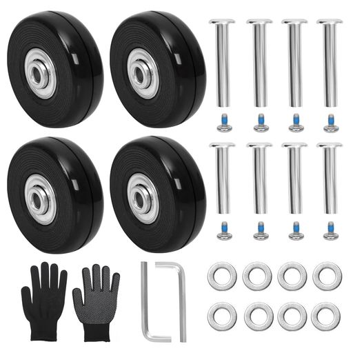 スーツケース キャスター 交換用4個セット 54MM ゴム 車輪修理 交換 キット 静穏 セット ホイール 交換 取り換え キャリーケース キャリーバッグ ショッピングカート スーツケース車輪 交換可能 キャスター取替え DIY 修理用 交換用