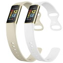 バンドFORFITBITCHARGE6ベルトCHARGE5バンドフィットビットチャージ5ベルトシリコン交換バンド交換ベルト柔らかいシリコンバンド調節可能(ホワイト+アンズLARGE)(2)