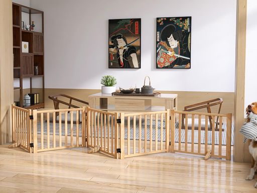 木製自立式ドッグゲート (5枚、高さ43CM 長さ292CM)