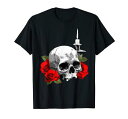 SPOOKY WITCH SKULL AND WICCAN CANDLE WITH RED ROSES Tシャツ