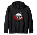 SPOOKYWITCHSKULLANDWICCANCANDLEWITHREDROSESジップパーカー