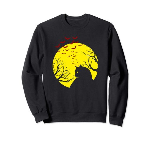 猫コウモリハロウィン夜お化けフルムーン迷信トレーナー