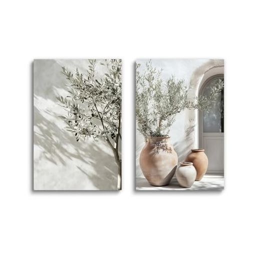 LAKELUUYAAウォールアートキャンバスアートポスター地中海植物風景木と花瓶2点セット額無し画芯リビン..
