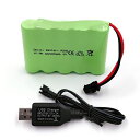 GECOTY6VNI-MHバッテリー、SM-2Pプラグ、2400MAH充電式AAバッテリー、充電ケーブル付き、リモートコントロールトラック、リモートコントロールエンジニアリング車両に適しています