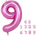 数字バルーン 40インチ 0-9 数字 バルーン 誕生日バルーン ナンバー 純色 アルミ風船 バースデーバルーン 大きい 装飾グッズ 風船 パーティーグッズ ウェディング 記念日 (数字9 ローズレッド)