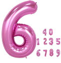 数字バルーン 40インチ 0-9 数字 バルーン 誕生日バルーン ナンバー 純色 アルミ風船 バースデーバルーン 大きい 装飾グッズ 風船 パーティーグッズ ウェディング 記念日 (数字6 ローズレッド)
