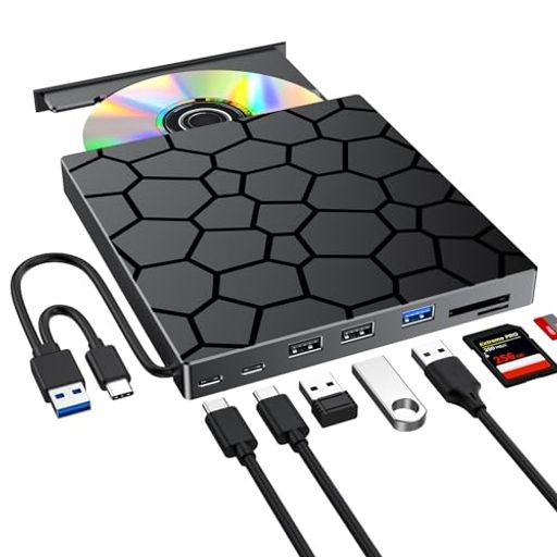 ✅【一台多役・多機能外付けDVDドライブ】 外付けDVDドライブをお探しの方にぴったりの多機能モデル。CDのパソコン取り込み、USBポート拡張、SD/TFカードスロットも搭載し、複数の周辺機器を同時接続しても快適に動作します。USBメモリやマウスを接続しながらでもスムーズに使用でき、Windows11環境にも対応。さまざまな用途で活躍する便利な外付けDVDプレーヤーです。 ✅【USB3.0&amp;Type-C両対応・高速データ転送】 Mac用外付けDVDドライブやPC用外付けCDドライブとしても使える、安心の両対応設計。USB3.0とType-Cの両インターフェースを備え、最大5Gbpsの高速転送が可能。動画・音楽・写真などの大容量データもスムーズに取り込みできます。外付けCDドライブを活用すれば、パソコン作業の効率が格段にアップします。 ✅【静音設計・深夜作業も快適】 深夜や静かな場所でも安心して使える低騒音設計の外付けDVDドライブ。動作音は約15〜35dBと図書館並みの静かさを実現。MacBookでのCD取り込みや映画鑑賞など、音に敏感な環境でも快適に使用できます。