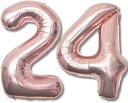 Yoniko数字バルーン32インチローズゴールド誕生日風船数字24アルミ風船誕生日ハッピーバースデー飾り付けウェディング記念日子供大人兼用(24ローズゴールド)
