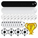 サッカーパーティーバルーンアーチキット、ブラックホワイトサッカープリントラテックスバルーンガーランドキット、スポーツテーマのパーティー用品