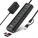 ROSONWAYUSBハブ3.2電源付き10Gbps8in1USBハブType-CSD/TFスロットTypeAポートx6アルミ製USBHub独立スイッチ付き(RSH-A107D)