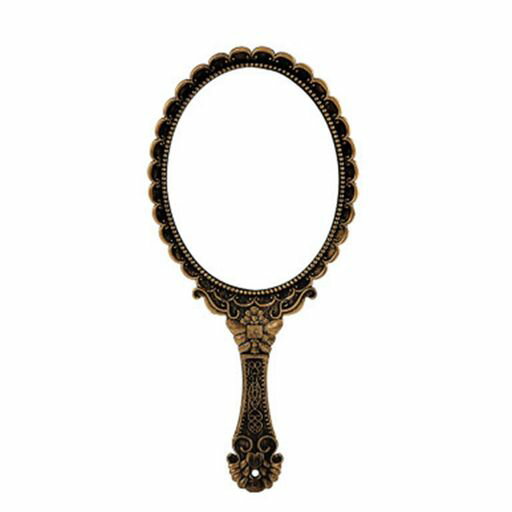 クリエイティブなレトロミラー化粧鏡化粧鏡を持つポータブル(ブラウン)