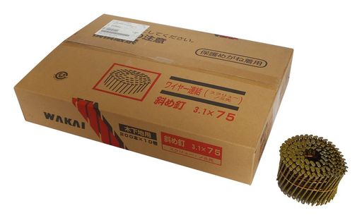 WAKAIワイヤー連結スクリュー釘ノミ先3.1x75mmWNS3175(4)
