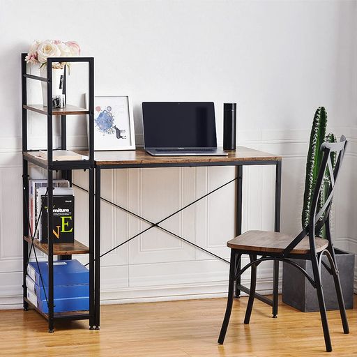 オーエスジェイ(OSJ)パソコンデスク左右入替可収納両用デスクナチュラルxホワイトハイタイプ115x50x120..