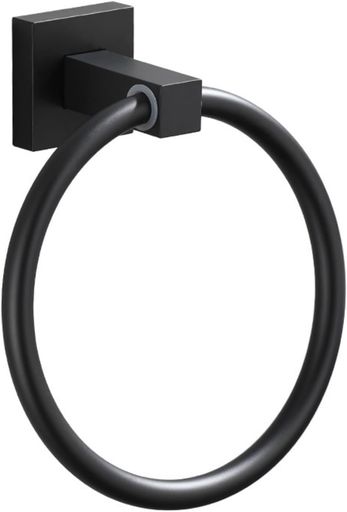 KWQKEMタオルリング黒トイレステンレス壁掛けタオルホルダータオル掛けおしゃれお風呂場・キッチン・洗面所・トイレタオルハンガーリング可動リング内径140mm