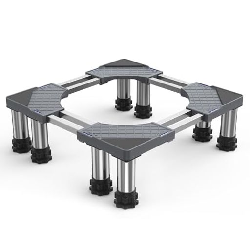 洗濯機台冷蔵庫置き台8足口型鋼管8本式かさ上げ昇降可能奥行/幅53.5~71cm高度調節17.5~20.5cm減音効果..