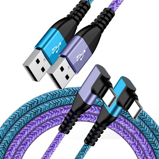 タイプCケーブル L字/ 2本組/1.8M/3A QC3.0高速充電 データ転送