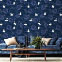 VEELIKE花柄壁紙シールクロスリメイクシート防水耐熱45X300CM白鳥の湖シールタイプふすま紙襖紙リフォームカッティングシート剥がせる壁紙ウォールステッカ...