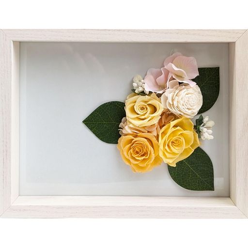 キューフラ(Q-FLA)プリザーブドフラワーギフトフレームイエローバラローズ母の日ギフト贈り物783876