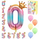 数字バルーン星の形風船誕生日バルーン数字0大きい40インチ約90cmウェディング記念日パーティーお祝いバースデーバルーン飾り付け(レインボー)