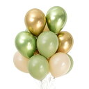 BTZOバルーン風船60個入メタリックパール10インチラウンドゴム風船飾り付け誕生日結婚式パーティーお祭り文化祭4色アソートグリーンゴールド