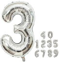 数字バルーン 40インチ 0-9 数字 バルーン 誕生日バルーン ナンバー 純色 アルミ風船 バースデーバルーン 大きい 装飾グッズ 風船 パーティーグッズ ウェディング 記念日 (数字3 シルバー)