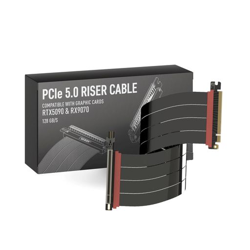 LINKUP - AVA5アーマーPCIE 5.0 ライザーケーブル | RTX5090 RX9070 GPUに対応 | x16 128GB/s速度 | PCIe 4.0 & WRX80/WRX90Eと互換性あり | 左角 ブラック 50cm(全長
