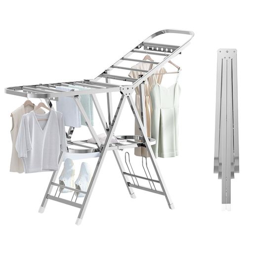 Aikenn物干しスタンド物干しラック物干し竿洗濯物干し布団干し室内屋外ベランダコンパクト洗濯干し台高さ調節折り畳み式キャスター付き靴掛け付き組立不要物干しハン...