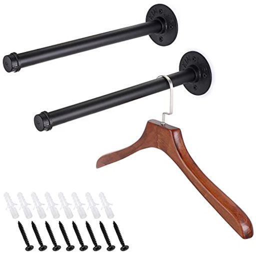 Sumnaconパイプ型ウォールハンガー壁掛けラック衣類ハンガーラック服掛けラックタオル掛け壁ネジ焼付け塗装錆びにくいアンティーク調寝室浴室玄関ベランダ物干しブ...
