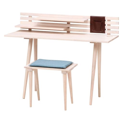 不二貿易学習デスクセット幅120cmホワイトウォッシュ棚付きNaturalSignature37672