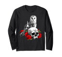 SPOOKYWITCHSKULLWICCANOWLANDCANDLEWITHREDROSES長袖Tシャツ