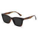 サングラス偏光サングラスナイロンフラットレンズUVプロテクション中小フレームコンパクトメンズレディース (LEOPARD PRINT BLACK-GREY)