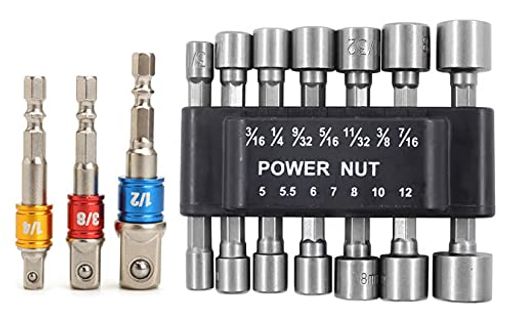 【仕様】特殊鋼、磁気のないナットツールです! 【セット内容】1 14個パワーナットドライバービット:3/16(4.76mm)、1/4(6.35mm)、9/32(7.14mm)、5/16(7.93mm)、11/32(8.73mm)、3/8(9.53mm)、7/16(11.11mm)、5mm、5.5mm、6mm、7mm、8mm、10mm、12mm。 2 差込角3本組:[黄色]6.35mm(1/4プライムプライム)、[赤色]9.5mm(3/8プライムプライム)、[青色]12.7mm(1/2プライムプライム)用 【用途】家庭用DIY、木工、自動車部品、専門の機械修理などに適しています。