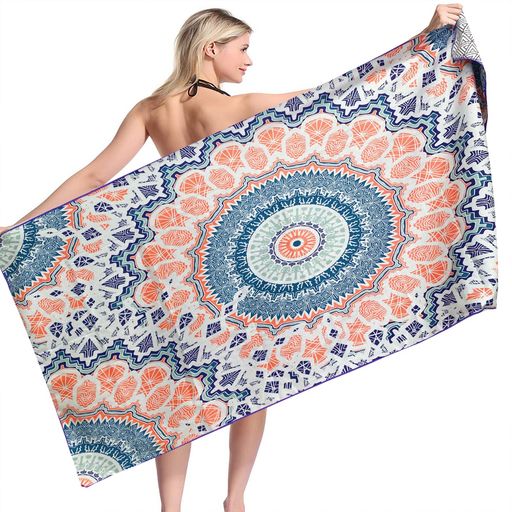 【BlueGiraffe】ビーチタオルスーパーソフトスイムタオルマイクロファイバーバスタオル160x80CM旅行超吸水防砂大判薄型大きい軽量コンパクトヘアタオル速乾プール海水浴旅行用タオル持ち…