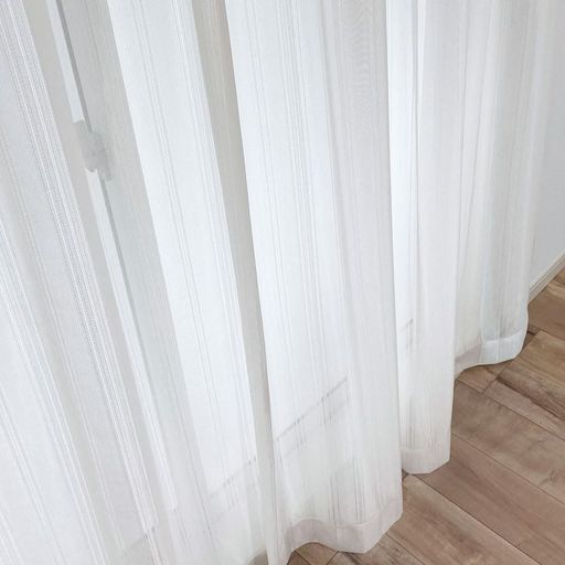 [カエイレース]ミラーレースカーテン2枚組【日本製144サイズ】防炎加工ストライプ調程よい透け感ミラー効果風を感じる美しい編み目光を適度に採り入れる飽きの来ない無地調【巾100x丈23…