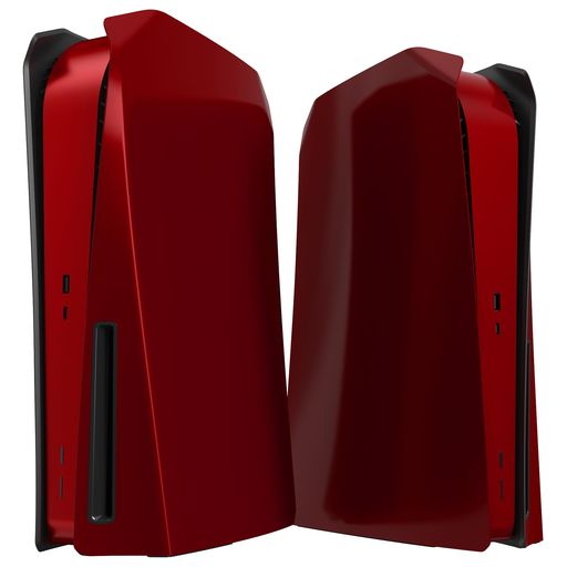 EXTREMERATE EXCOVER PS5コンソールディスクバージョンに対応用交換トップボトムシェル、PS5コンソールディスクバージョンに対応用カスタム交換フェースプレートやバックプレートシェル(コンソール本体は付属していません)【スカーレッド】