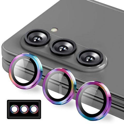 KAKUKIFORGALAXYZFOLD6用カメラフィルムギャラクシーZFOLD6SC-55E用カメラ保護フィルム薄型強化ガラス耐衝撃独立型露出オーバー防止アルミ合金カメラカバー(ZFOLD6)(多色)