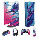 PLAYVITAL新モデルPS5SLIM本体デジタルバージョンに対応用スキンシールステッカー、PS5ヘッドセット&充電ステーション&リモコンに対応用スキンシール...